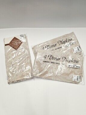 Bardwil Linens Beige Damask Dinner Napkins 20X20 Deadstock